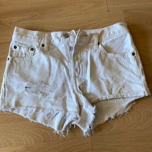 White vintage Levi jean shorts